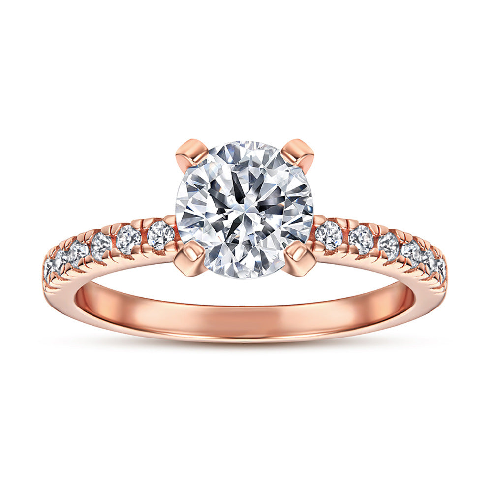 *Brilliant Round Cut Engagement Style Ring- SILVER SIZE 5