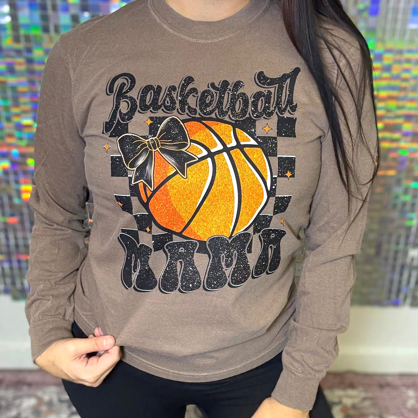 Basketball Mama Bow Graphic Tee D-1054