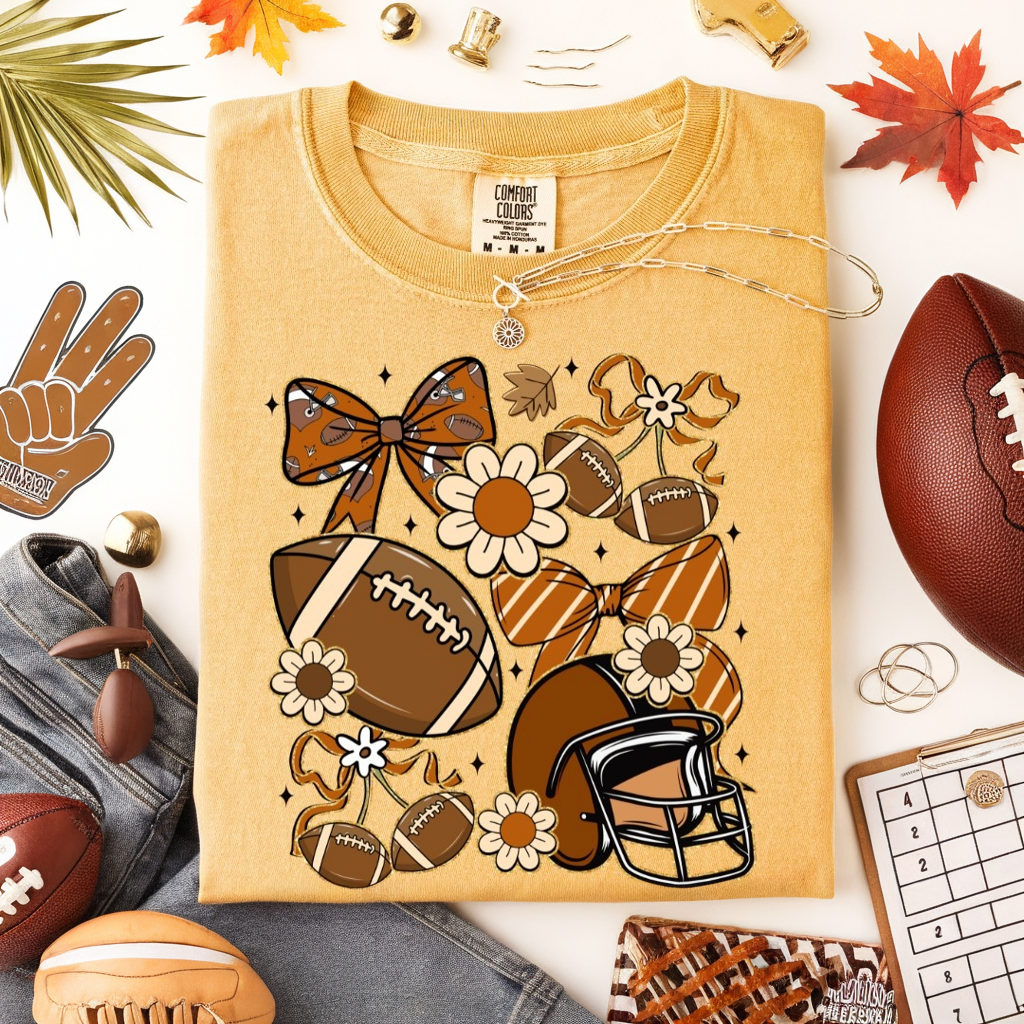 Floral Football Collage Graphic Tee