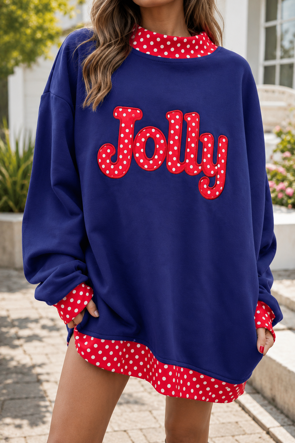 Polka Dot Slogan Sweatshirts