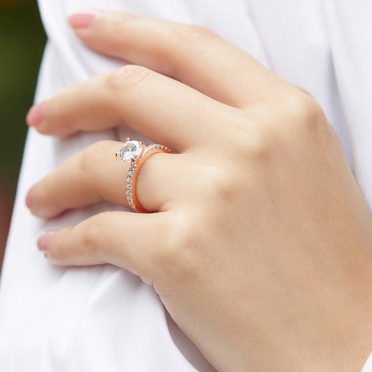 *Brilliant Round Cut Engagement Style Ring- SILVER SIZE 5