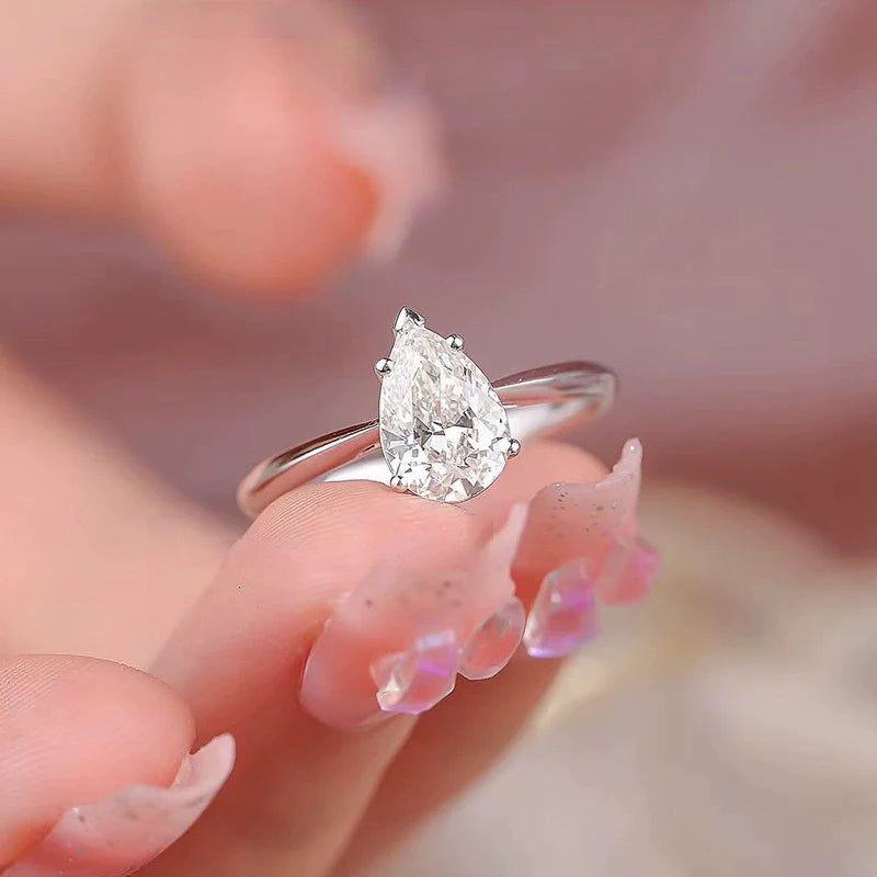Radiant Elegance Pear Moissanite Ring- SIZE 6