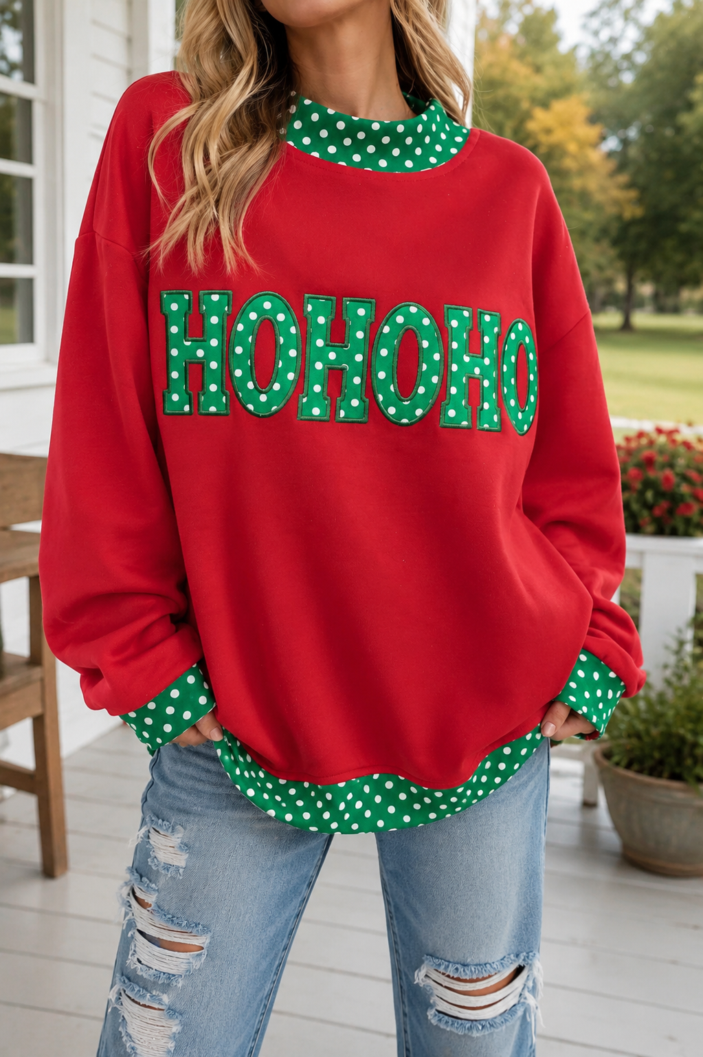 Polka Dot Slogan Sweatshirts
