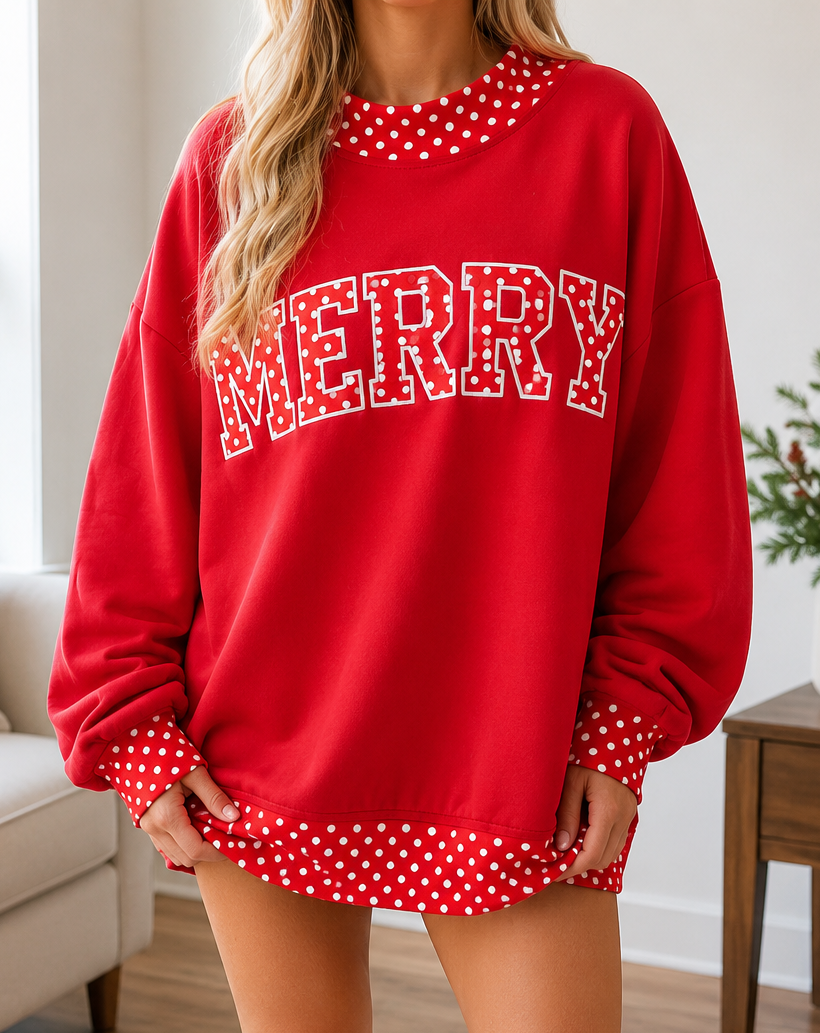 Polka Dot Slogan Sweatshirts