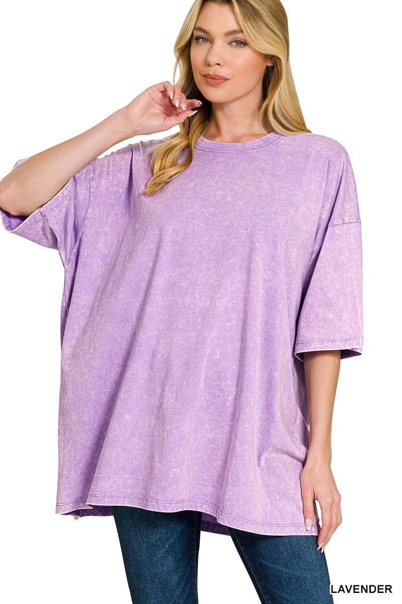 Acid-Wash Boyfriend Box Top Zenana RTS