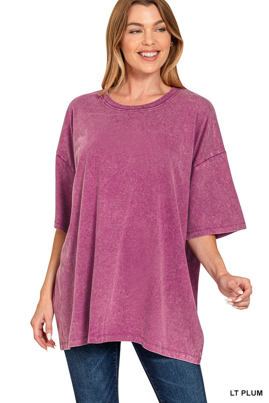 Acid-Wash Boyfriend Box Top Zenana RTS