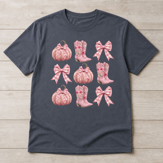 Pink Cowgirl Fall Boots Tee