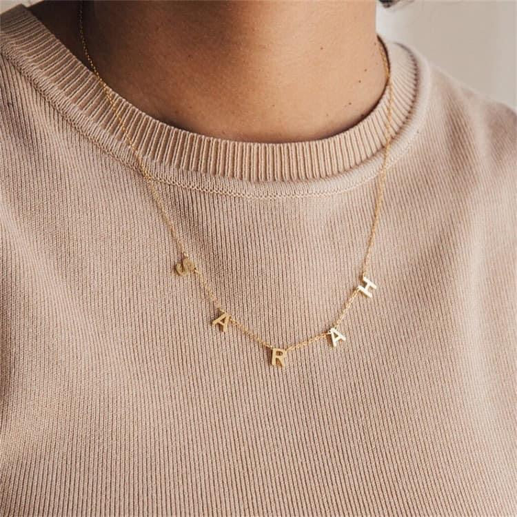 Spaced Letter Stainless Steel Necklace