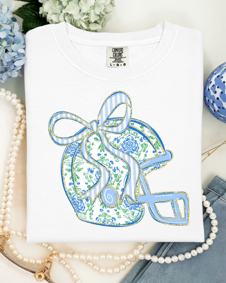 Floral Football Helmet Graphic Tee